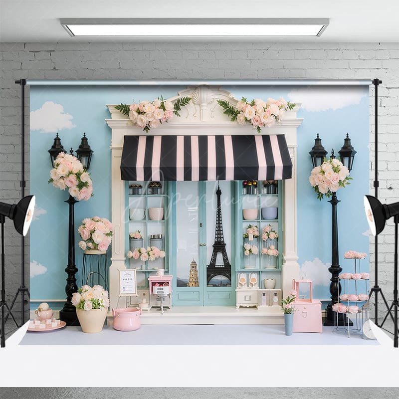 Aperturee - Aperturee Paris Street View French Dessert Shop Photo Backdrop