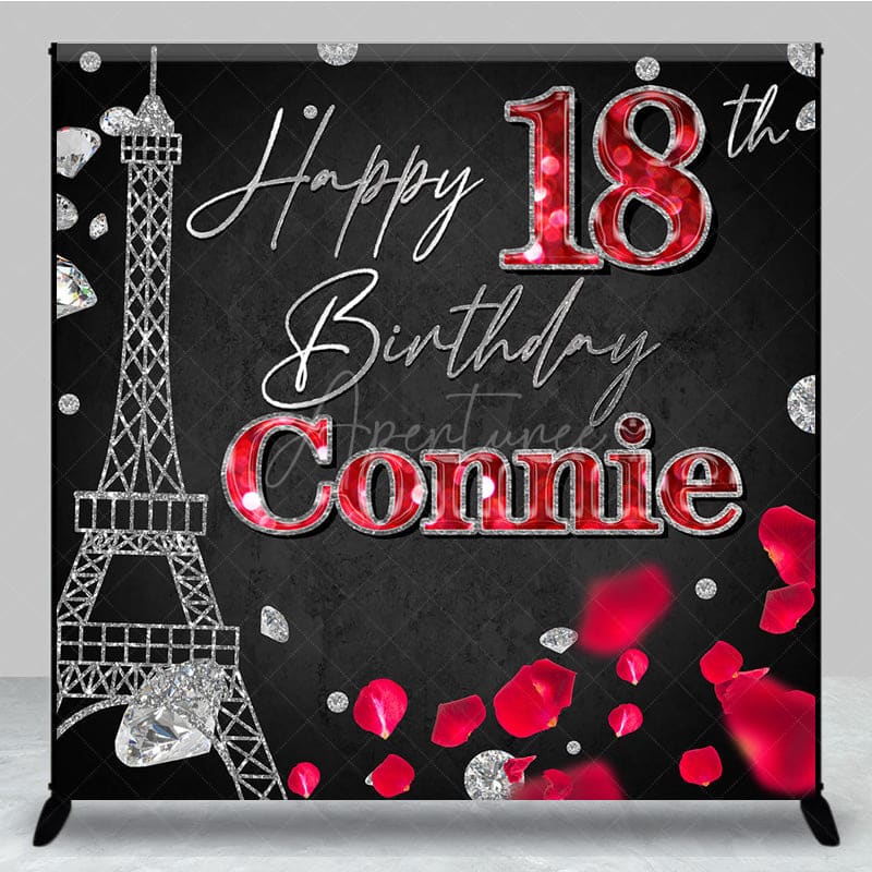 Aperturee - Aperturee Paris Tower Diamond Floral Custom Birthday Backdrop