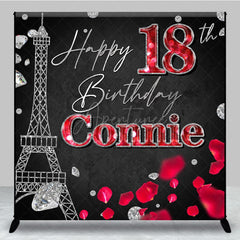 Aperturee - Aperturee Paris Tower Diamond Floral Custom Birthday Backdrop