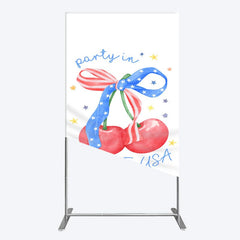 Aperturee - Aperturee Party In The Usa Apple Bow Birthday Rectangle Backdrop