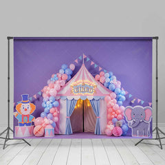 Aperturee Aperturee Pastel Circus Cake Smash Photography Backdrop Pink and Blue Tent with Balloons Boy or Girl First Birthday Photo Prop