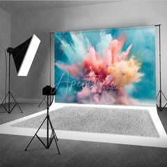 Aperturee - Aperturee Pastel Color Powder Explosion Photography Backdrop Pink Blue Splash Art Photo Background Gender Reveal Smoke Photo