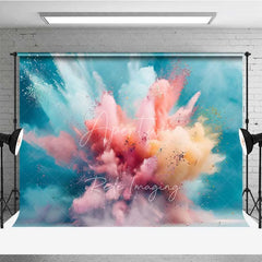 Aperturee - Aperturee Pastel Color Powder Explosion Photography Backdrop Pink Blue Splash Art Photo Background Gender Reveal Smoke Photo