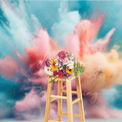 Aperturee - Aperturee Pastel Color Powder Explosion Photography Backdrop Pink Blue Splash Art Photo Background Gender Reveal Smoke Photo