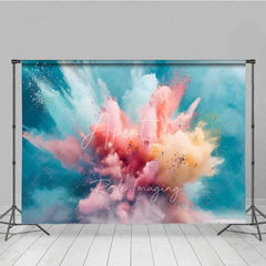 Aperturee - Aperturee Pastel Color Powder Explosion Photography Backdrop Pink Blue Splash Art Photo Background Gender Reveal Smoke Photo