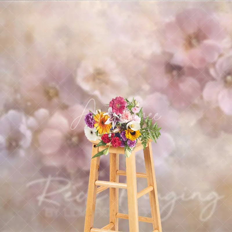 Aperturee - Aperturee Pastel Pink Floral Fine Art Photography Backdrop Soft Painted Flowers Texture Background Spring Garden Photo Prop