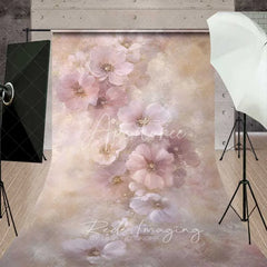 Aperturee - Aperturee Pastel Pink Floral Sweep Backdrop Soft Painted Flowers Photography Floor Mat Fine Art Spring Decoration