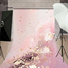 Aperturee - Aperturee Pastel Pink Fluid Art and Luxury Gold Glitter Backdrop Soft Abstract Watercolor Photography Background