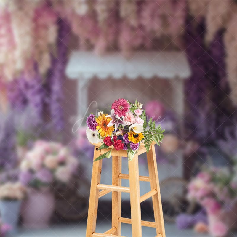 Aperturee - Aperturee Pastel Violet Floral Sweet Spring Wedding Backdrop
