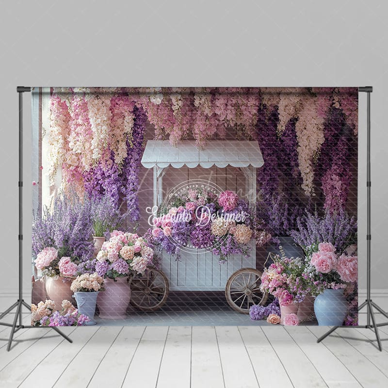 Aperturee - Aperturee Pastel Violet Floral Sweet Spring Wedding Backdrop