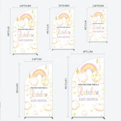Aperturee - Aperturee Pastel Watercolor Rainbow and Clouds Half Moon Arch Backdrop Dreamy Stars Baby Shower Party Decor