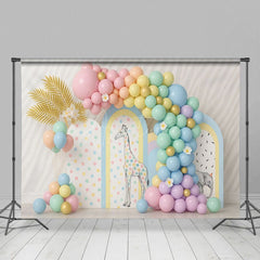 Aperturee - Aperturee Pastel Zoo Fresh Balloon Arch Cake Smash Backdrop