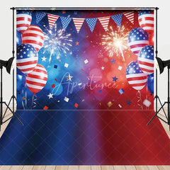 Aperturee - Aperturee Patriotic Balloons and Stars Combo Set Backdrop Independence Day Celebration Decor