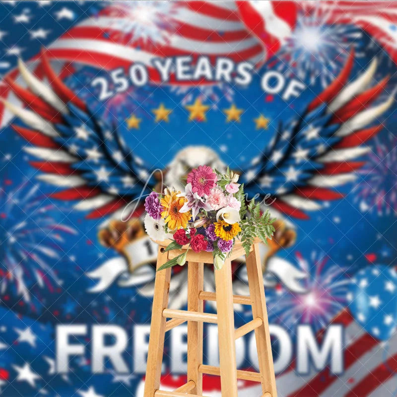 Aperturee - Aperturee Patriotic Eagle and Fireworks Holiday Backdrop 250 Years of Freedom Celebration Party Decor