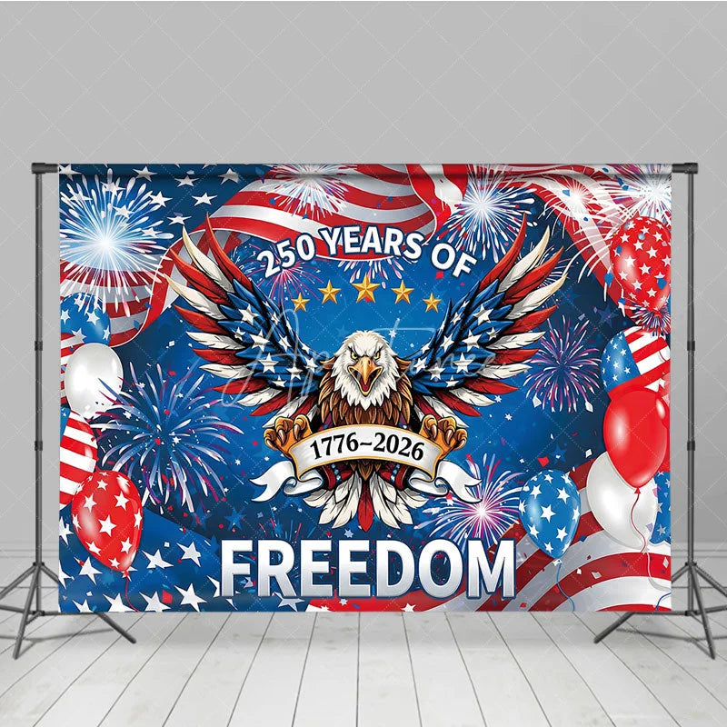 Aperturee - Aperturee Patriotic Eagle and Fireworks Holiday Backdrop 250 Years of Freedom Celebration Party Decor