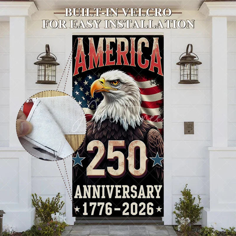 Aperturee - Aperturee Patriotic Eagle and Flag 250th Anniversary Door Cover Independence Day Celebration Decor
