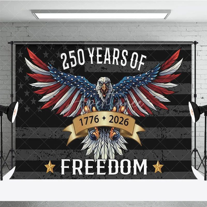 Aperturee - Aperturee Patriotic Eagle with American Flag Holiday Backdrop 250 Years of Freedom Celebration Party Decor
