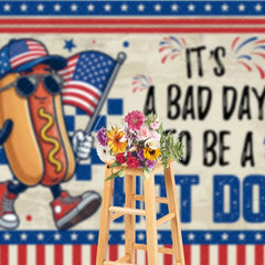 Aperturee - Aperturee Patriotic Hot Dog Character Holiday Backdrop American Flag Beer 4th of July Summer BBQ Party Decor
