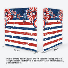 Aperturee - Aperturee Patriotic Stars and Stripes Party Backdrop Red White and Blue Celebration Decor Tension Fabric Backdrop