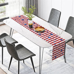 Aperturee - Aperturee Patriotic Table Runner American Flag Stars and Stripes Red White Blue 4th of July Table Decor