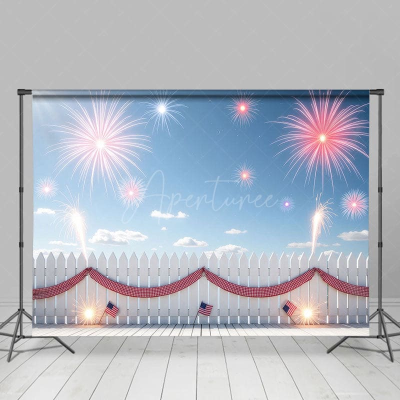 Aperturee - Aperturee Patriotic White Fence Happy Independence Day Backdrop
