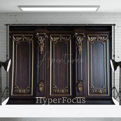 Aperturee - Aperturee Patterned Wooden Door Mottled Rug Combo Set Backdrop