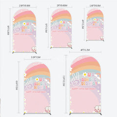 Aperturee - Aperturee Peace Out Single Digits 10th Birthday Arch Backdrop Groovy 70s Retro Theme VW Bus and Rainbow Party Decor