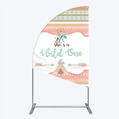 Aperturee - Aperturee Peach and Mint Green Boho Tribal She’s a Wild One Half Moon Arch Backdrop Dreamcatcher Teepee First Birthday Decor