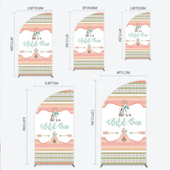 Aperturee - Aperturee Peach and Mint Green Boho Tribal She’s a Wild One Half Moon Arch Backdrop Dreamcatcher Teepee First Birthday Decor