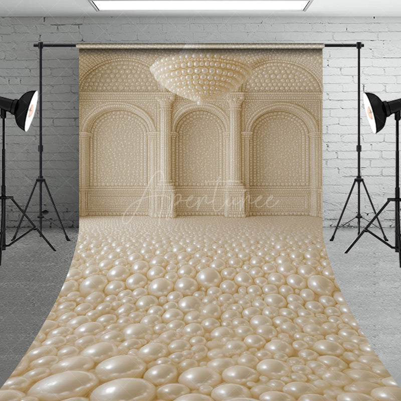 Aperturee - Aperturee Pearl Ballroom Sweep Backdrop Elegant Luxury Room with Arches Fantasy Wedding or Maternity Photo Shoots