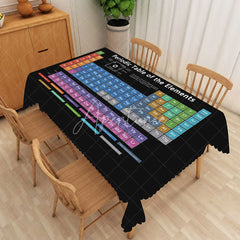 Aperturee - Aperturee Periodic Table of Elements Tablecloth on Black for Science Themed Party Classroom or Chemistry Student