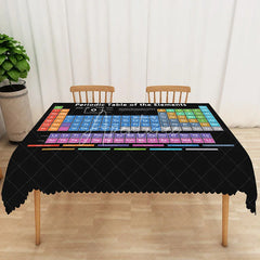 Aperturee - Aperturee Periodic Table of Elements Tablecloth on Black for Science Themed Party Classroom or Chemistry Student