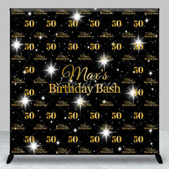Aperturee - Aperturee Personalized 50th Birthday Bash Backdrop Gold Glitter Number 50 on Black Background Custom Name Milestone Decor