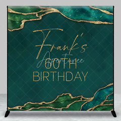 Aperturee - Aperturee Personalized 60th Birthday Backdrop in Emerald Green and Gold Elegant Agate Marble Custom Name Party Decor