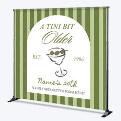 Aperturee - Aperturee Personalized A Tini Bit Older 30th Birthday Backdrop Custom Name Martini Theme Party Banner