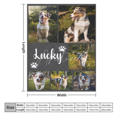 Aperturee - Aperturee Personalized Australian Shepherd Blanket with Custom Name Photo Collage Memorial Gift for Dog Lovers