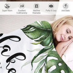 Aperturee - Aperturee Personalized Baby Blanket Jungle Safari Custom Name Green Leaves Animals Swaddle Newborn Boy Nursery Decor