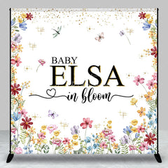 Aperturee - Aperturee Personalized Baby in Bloom Baby Shower Backdrop Wildflower Floral Butterfly Garden Party Decor for Girl