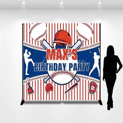 Aperturee - Aperturee Personalized Baseball Birthday Party Custom Backdrop Red White and Blue Sports Theme Decor for Kids Celebration