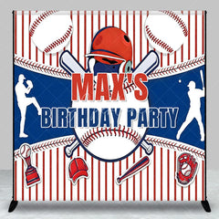 Aperturee - Aperturee Personalized Baseball Birthday Party Custom Backdrop Red White and Blue Sports Theme Decor for Kids Celebration