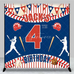 Aperturee - Aperturee Personalized Baseball Custom Birthday Backdrop Red Stripes Sports Theme Boys Party Photography Background