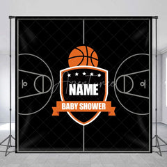 Aperturee - Aperturee Personalized Basketball Baby Shower Backdrop Custom Name Sports Theme Court Party Banner