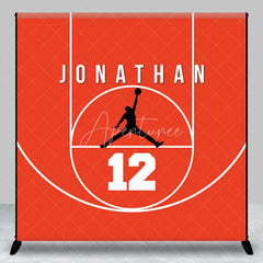 Aperturee - Aperturee Personalized Basketball Red Court Birthday Backdrop Custom Name and Number Sports Party Banner