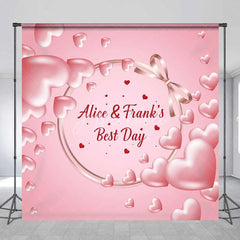Aperturee - Aperturee Personalized Best Day Ever Hearts Backdrop Pink 3D Hearts and Bow Wedding or Baby Shower Decoration