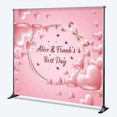 Aperturee - Aperturee Personalized Best Day Ever Hearts Backdrop Pink 3D Hearts and Bow Wedding or Baby Shower Decoration