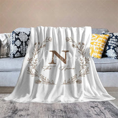 Aperturee - Aperturee Personalized Christmas Holly Blanket with Custom Name Festive Holiday Botanical Print Red Xmas Gift for Family