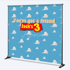 Aperturee - Aperturee Personalized Cloud Sky Custom Birthday Backdrop Blue Cartoon Clouds Boys Kids Party Photography Background