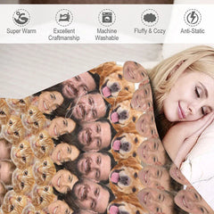 Aperturee - Aperturee Personalized Collage Photo Blanket with Custom Faces Add Pictures of Family and Pets Funny Novelty Gift