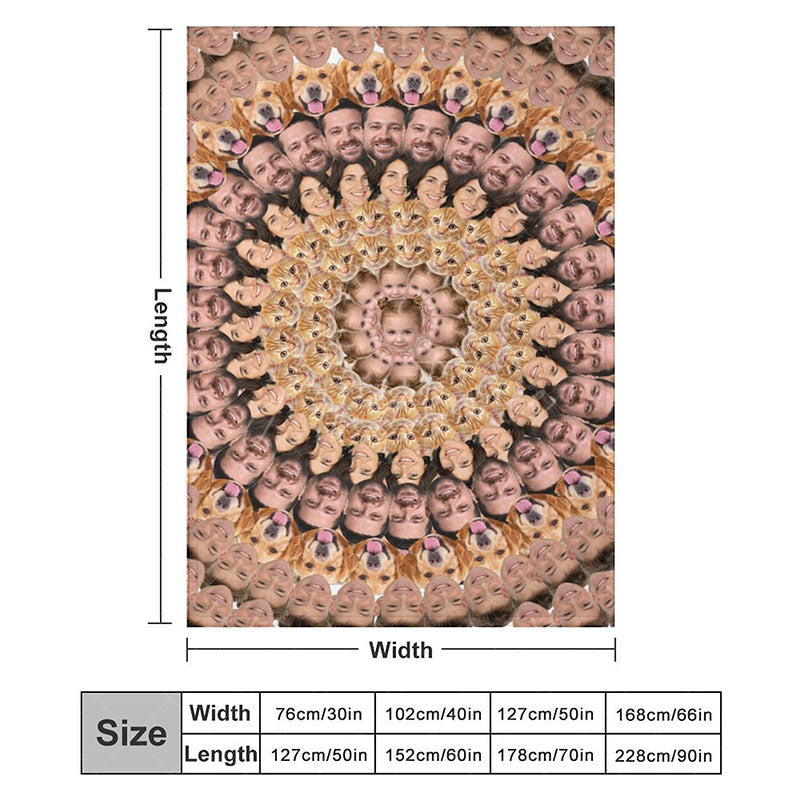 Aperturee - Aperturee Personalized Collage Photo Blanket with Custom Faces Add Pictures of Family and Pets Funny Novelty Gift