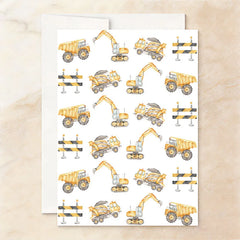 Aperturee - Aperturee Set of 20 Personalized Construction Birthday Invitations Custom Dump Truck and Excavator Party Invites for Kids